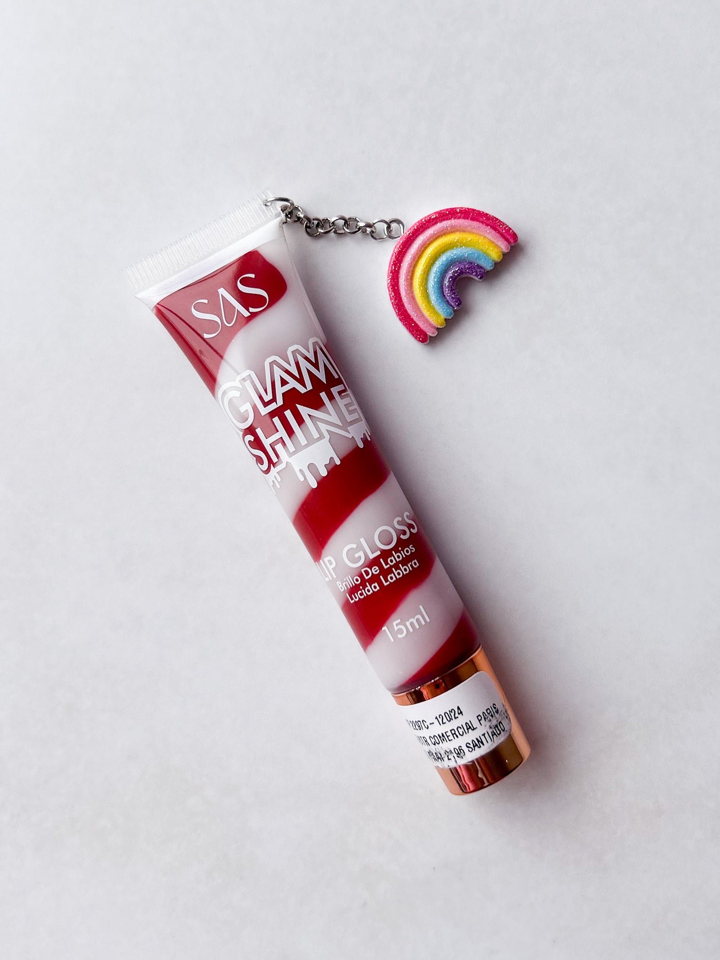 SAS - PACK DE 6: Gloss GLAM SHINE aroma Chocolate con charm ($1.665 c/u)