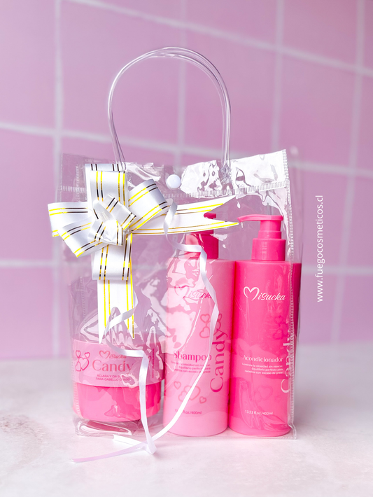 KIT CANDY REGALO CABELLO GRASO 🎁 Shampoo + Acondicionador + Mascarilla