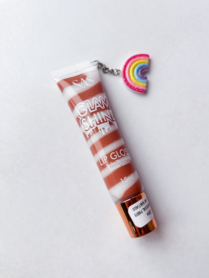 SAS - PACK DE 6: Gloss GLAM SHINE aroma Chocolate con charm ($1.665 c/u)