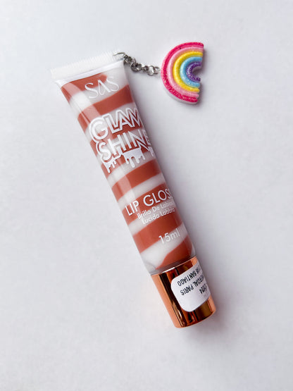 SAS - PACK DE 6: Gloss GLAM SHINE aroma Chocolate con charm ($1.665 c/u)